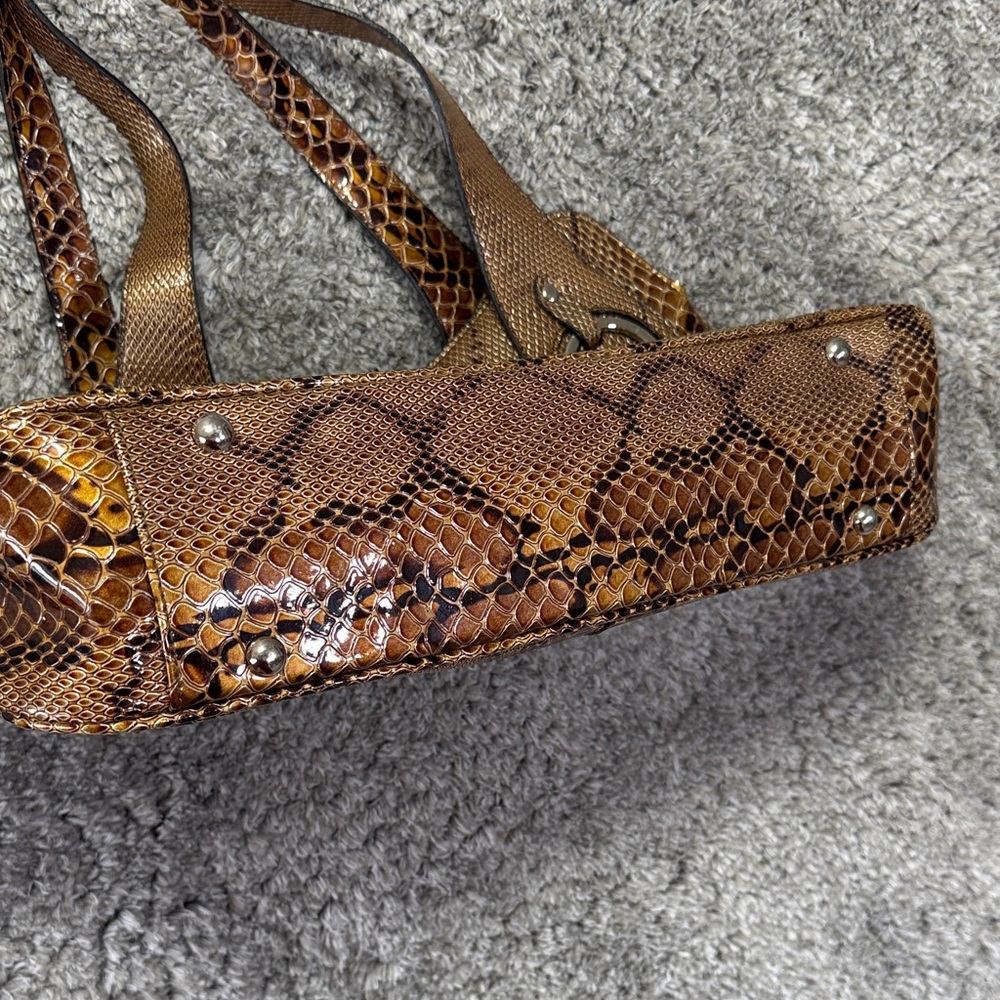 Vtg Y2K Brown Snake Print Women's Shoulder Bag Purse Neutral - Picture 4 of 10